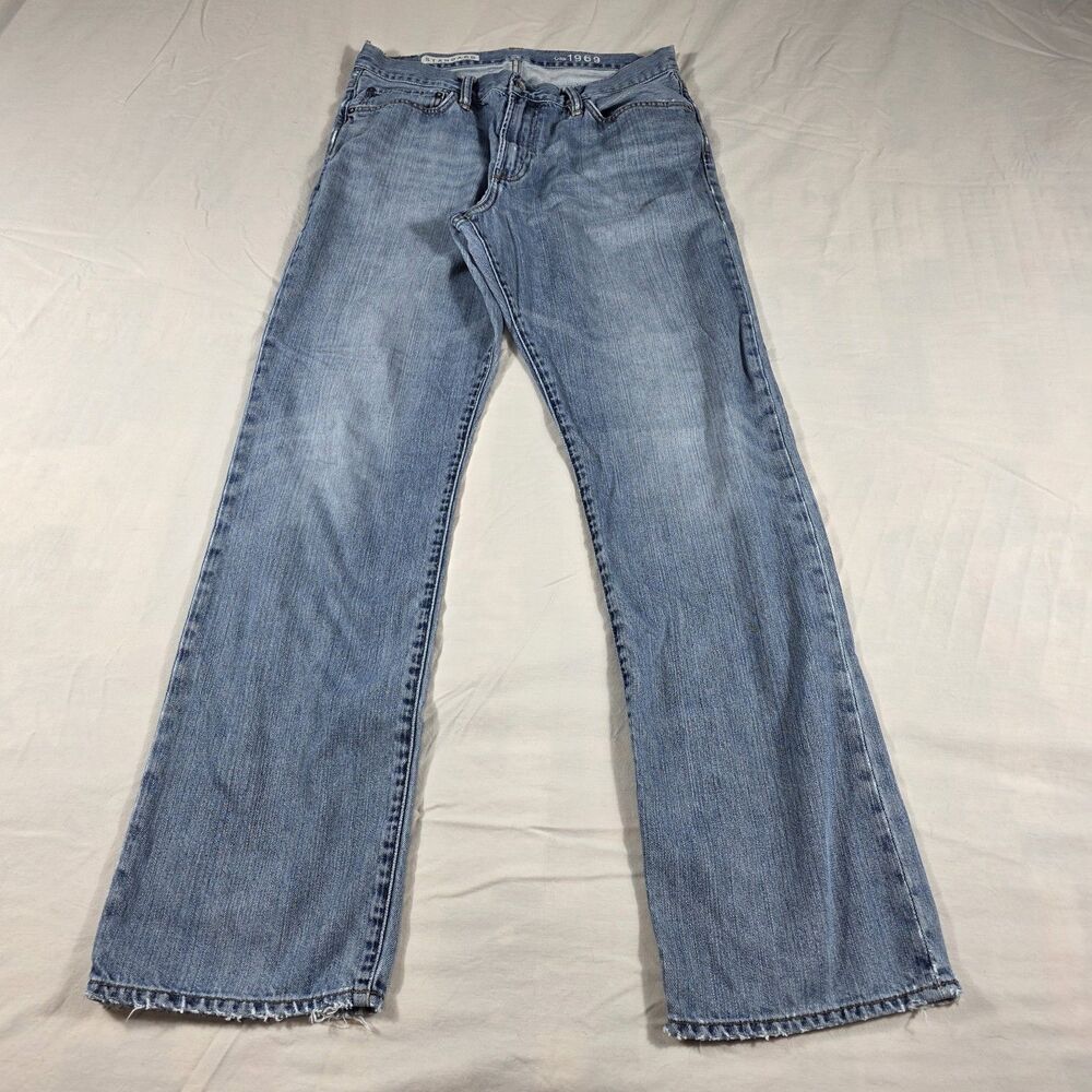 Gap 1969 Standard Straight Leg Jeans Men's Size 34x34 Distressed Hem